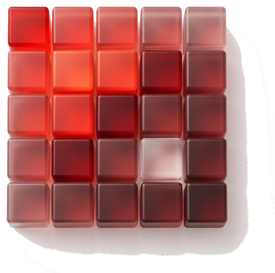 An asymmetric heatmap of vendor-risk concentration rendered as frosted-glass tiles